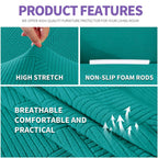 ZNSAYOTX Oversized Super Stretch Couch Cover (92"-115"), New Striped Sofa Covers Comfortable & Durable, Dog Cat Pets Friendly Extra Large Spandex Sofa Slipcovers (XL Sofa, Peacock Teal)