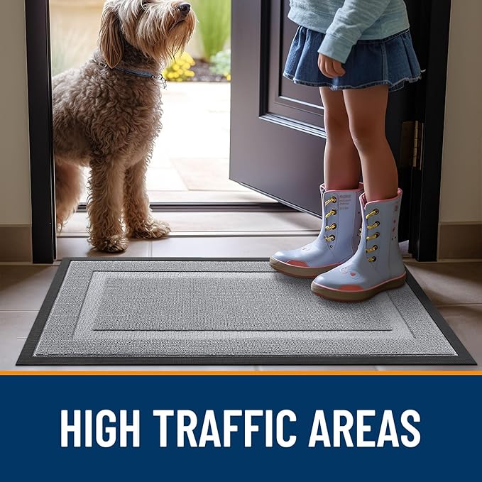 OLANLY Front Door Mat Outside 47x23, All-Season Heavy-Duty Rubber Doormat
