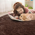 OLANLY Coffee Round Rugs for Bedroom - Machine Washable, 3 ft Circle Area Rugs for Living Room, Soft and Fluffy Shaggy Carpet for Teen Girls and Boys, Nursery Rooms, Dorms, Home Decor Aesthetic