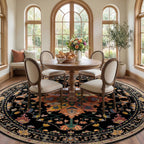 RELEANY Washable Area Rug, Round 8ft, Black/Colorful
