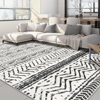 Nakagishi Black Rug Living Room Rugs: 10x14 Machine Washable Boho Large Neutral Modern Soft Moroccan Stain Resistant Indoor Floor Non Slip Accent Carpet for Bedroom Nursery Kids Playroom Office