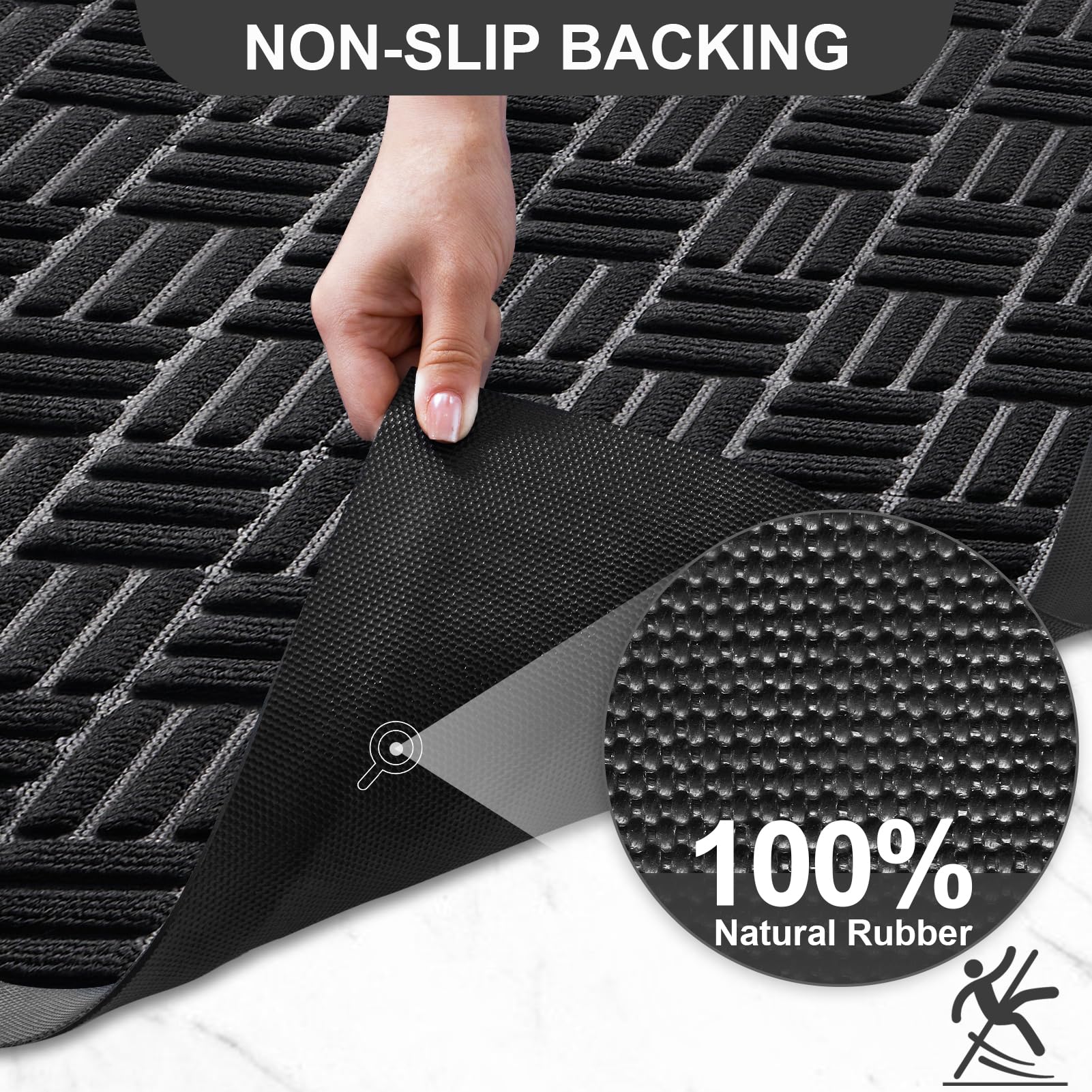 Mibao Front Door Mat Outdoor Entrance, 47" x 24" Heavy Duty Welcome Mat for Outdoor and Indoor, Waterproof Dirt Trapper Doormat, Super Absorbent Indoor Entryway Mat for Patio & Porch - Blue