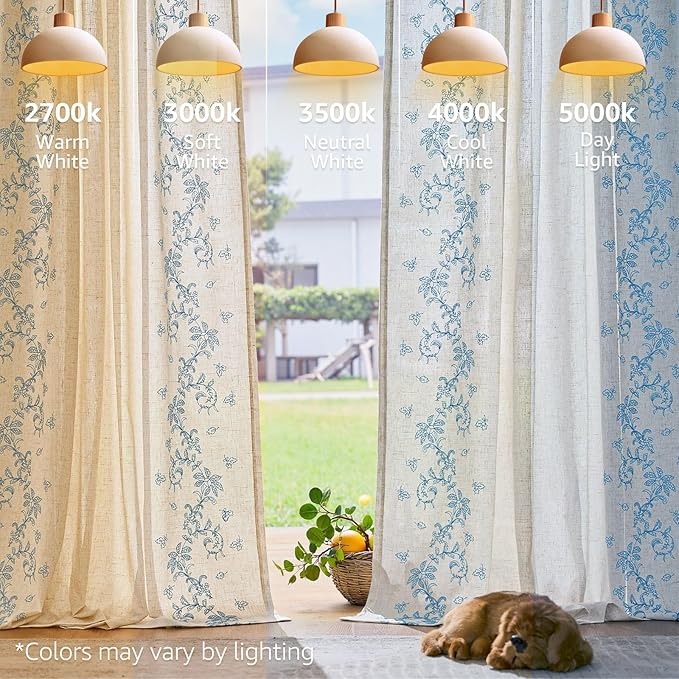 jinchan Floral Linen Curtains 96 Inch Farmhouse Backt Tab 2 Panels Blue
