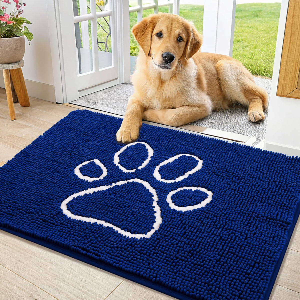 Smiry Dog Door Mat for Muddy Paws, Absorbent Non Slip Dirt Trapper, 36x24
