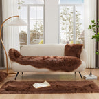 EasyJoy Ultra Soft Fluffy Rugs Faux Fur Rug Chair Cover Seat Pad Fuzzy Area Rug (2x6 ft Rectangle, Coffee)