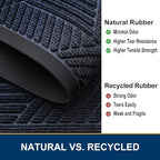 Smiry Front Door Mat Outside Entrance, Heavy Duty Sturdy Natural Rubber Doormat, Trap Dirt and Moisture, Easy Clean Low Profile Mats for Indoor Outdoor Entry, Irregular Triangle (71x47, Navy Blue)