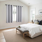 MIULEE Greyish White Blackout Curtains for Bedroom Living Room 63 Inches Long 2 Panels, Thermal Insulated Room Darkening Drapes Grommet Noise Reduction Light Blocking Window Treatments 34x63 Inch