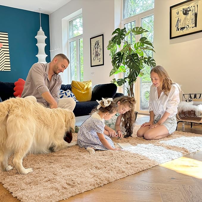 OLANLY 3x9 Machine Washable Runner Rugs for Hallway, Soft Fluffy Shaggy Bedside Rugs for Bedroom, Living Room, Indoor Floor Carpet for Kids Girls and Boys, Nursery Rooms, Home Decor Aesthetic, Beige