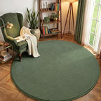 Amearea Sage Green Round Area Rugs 5ft Washable Circle Rugs for Bedroom Living Room, Fluffy Indoor Thickened Memory Foam Rug, Non Slip Minimalist Circular Carpet for Kids Boy Girl Dorm Nursery Room