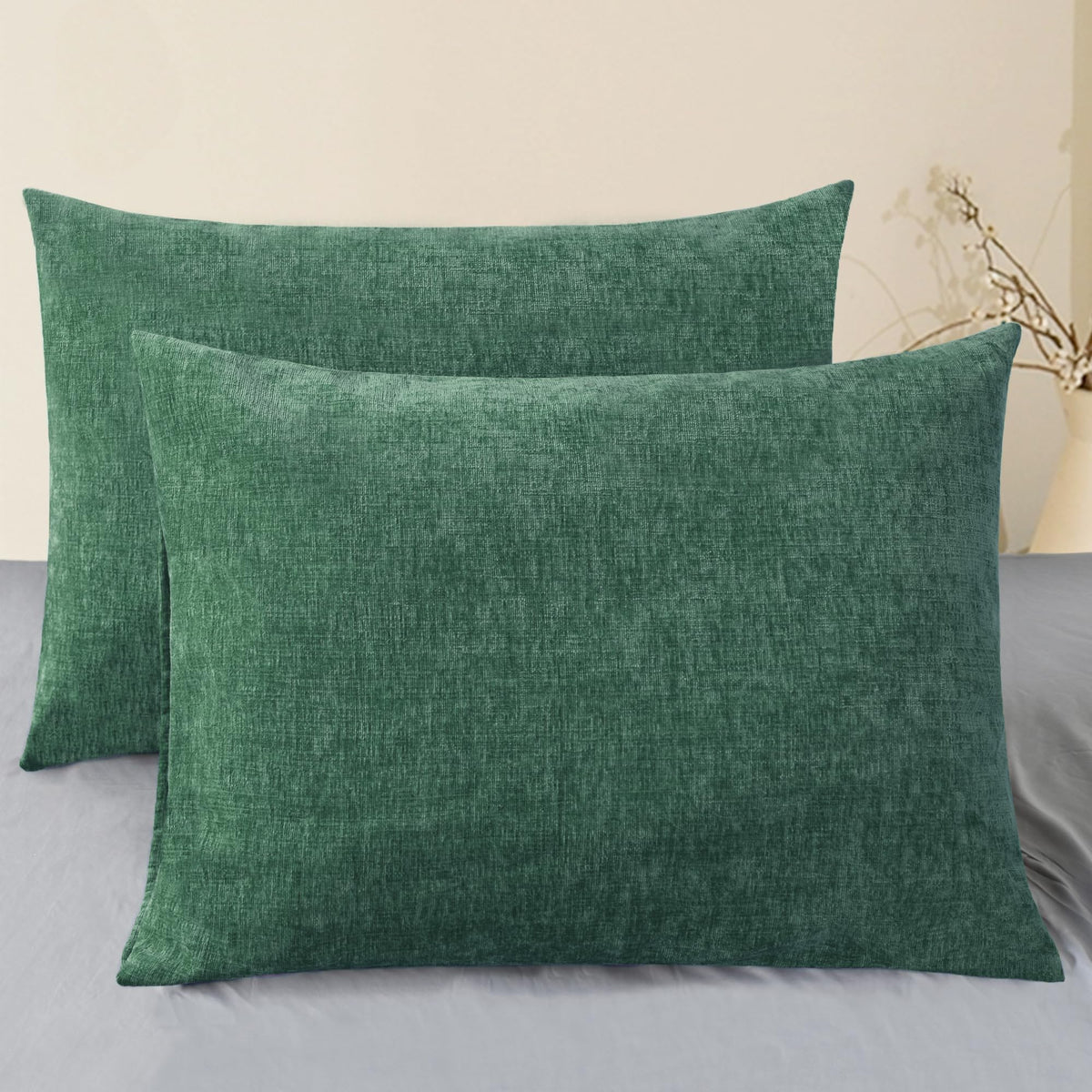 CaliTime Decorative Standard Throw Pillow Covers 26 X 20 Inches True White