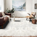 Latepis 9x12 Area Rug for Bedroom White Fluffy Rugs Washable Faux Fur Rug for Living Room Fuzzy Shaggy Rug for Office Entertainment Room Home Décor Rectangle