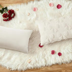 decorUhome Cream White Bow Pillow Covers Set of 2 Coquette Aesthetic Cute Preppy Plush Faux Pillowcases for Girly Bedroom or Couch 12x20 Inch