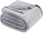 Exclusivo Mezcla Fleece Throw XL Blanket for Couch, Sofa, Super Soft and Warm Light Grey Blankets, All Season, Cozy, Plush, Lightweight, 50x70 Inches