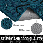 Smiry Dog Door Mat for Muddy Paws, Absorbent Dirt Trapper Non Slip Quick Dry Washable Chenille Mat for Mud Dogs, Entry Rug for Indoor and Outdoor (48x30 Inches, Atlantic Blue and Black)