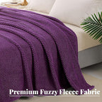 Whale Flotilla King Size Fuzzy Fleece Blanket for Bed, 90x104 Inch Fluffy Warm Soft Jacquard Blankets for All Season, Lightweight and Cozy, Purple