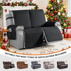 VANSOFY Waterproof Recliner Couch Covers, Sofa Covers 1-Piece Washable Reclining Sofa Cover Non-Slip Furniture Protector with Elastic Straps Pocket for Dogs, Pets(Black,2 Seater)