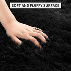 Tepook Area Rugs 8x10 for Living Room, Super Soft Fluffy Rugs for Bedroom, Modern Shaggy Rug Fuzzy Carpets for Kids, Plush Indoor Nursery Home Decor Rug with Non-Slip Bottom, Black