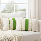 Fancy Homi Set of 1 Boho Lime Green Lumbar Decorative Throw Pillow Cover 12x20 Inch for Couch Bed Sofa Chair, Modern Organic Farmhouse Home Decor, Soft Cotton Cute Accent Rectangle Cushion Case
