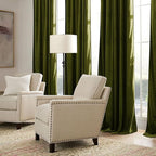 RYB HOME Moss Green Velvet Curtains 84 inches with Hook Belt, Soft Fabric Room Darkening Thermal Insulated Luxurious Home Decor Curtains for Living Room Bedroom, W 42" x L 84", 2 Panels Set