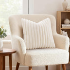 decorUhome Fall Faux Fur Throw Pillow Covers 22x22 Set of 2 Cream White