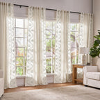 jinchan Floral Linen Curtains 84 Inch Farmhouse Back Tab 2 Panels
