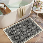Latte&Fog 2x3 Entryway Rug, Small Modern Abstract Door Mat, Washable Kitchen Rug, Boho Non Slip Low Pile Carpet for Indoor Kitchen, Entry, Front Door and Bathroom
