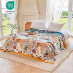 MSGKV Boho Throw Blanket 50"x60" Floral Cotton Blanket for Couch Sofa Spring Breathable Lightweight Farmhouse Blankets Home Decor Muslin All Seasons