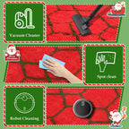 5x8 Shag Area Rug for Bedroom,Red and Green Fluffy Rugs for Living Room