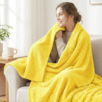 Exclusivo Mezcla Fleece Throw Blanket Extra Large, Super Soft and Warm Blankets for Couch, Sofa and Bed Waffle Textured, Cozy, Fuzzy and Lightweight (Vibrant Yellow, 50x70 Inches)