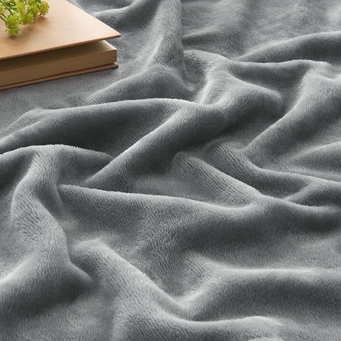 BEDELITE Fleece Blanket Soft Plush Queen Size Bed Blanket Grey 90"x90"