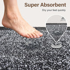 70x24 Long Bathroom Rugs Washable Non Slip, Dark Grey Bath Mat for Bathroom Floor Tub, Soft Absorbent Quick Dry Mats for Shower, Bathtub,Home Decor