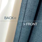 MIULEE 90 Inches Linen Texture Curtains for Bedroom 100% Blackout Thermal Insulated Dusty Blue Curtains Grommet Room Darkening Draperies Luxury Decor for Living Room Nursery 52x90 Inch (2 Panels)