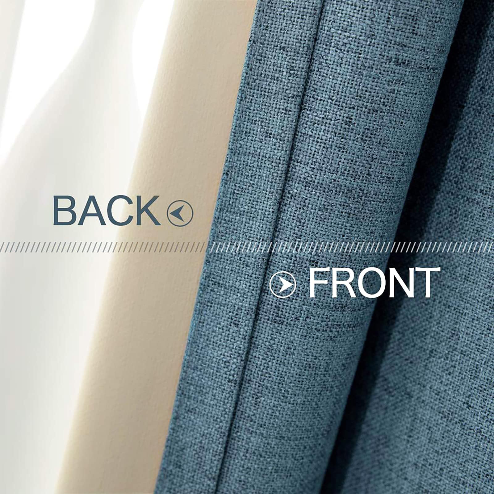 MIULEE 90 Inches Linen Texture Curtains for Bedroom 100% Blackout Thermal Insulated Dusty Blue Curtains Grommet Room Darkening Draperies Luxury Decor for Living Room Nursery 52x90 Inch (2 Panels)