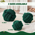 Uvvyui Knot Pillow Ball, Soft Home Decorative Pillows, Round Throw Pillow, Handmade Knotted Plush Pillow, Round Boucle Pillow Cushion (14 Inches Dark Green)