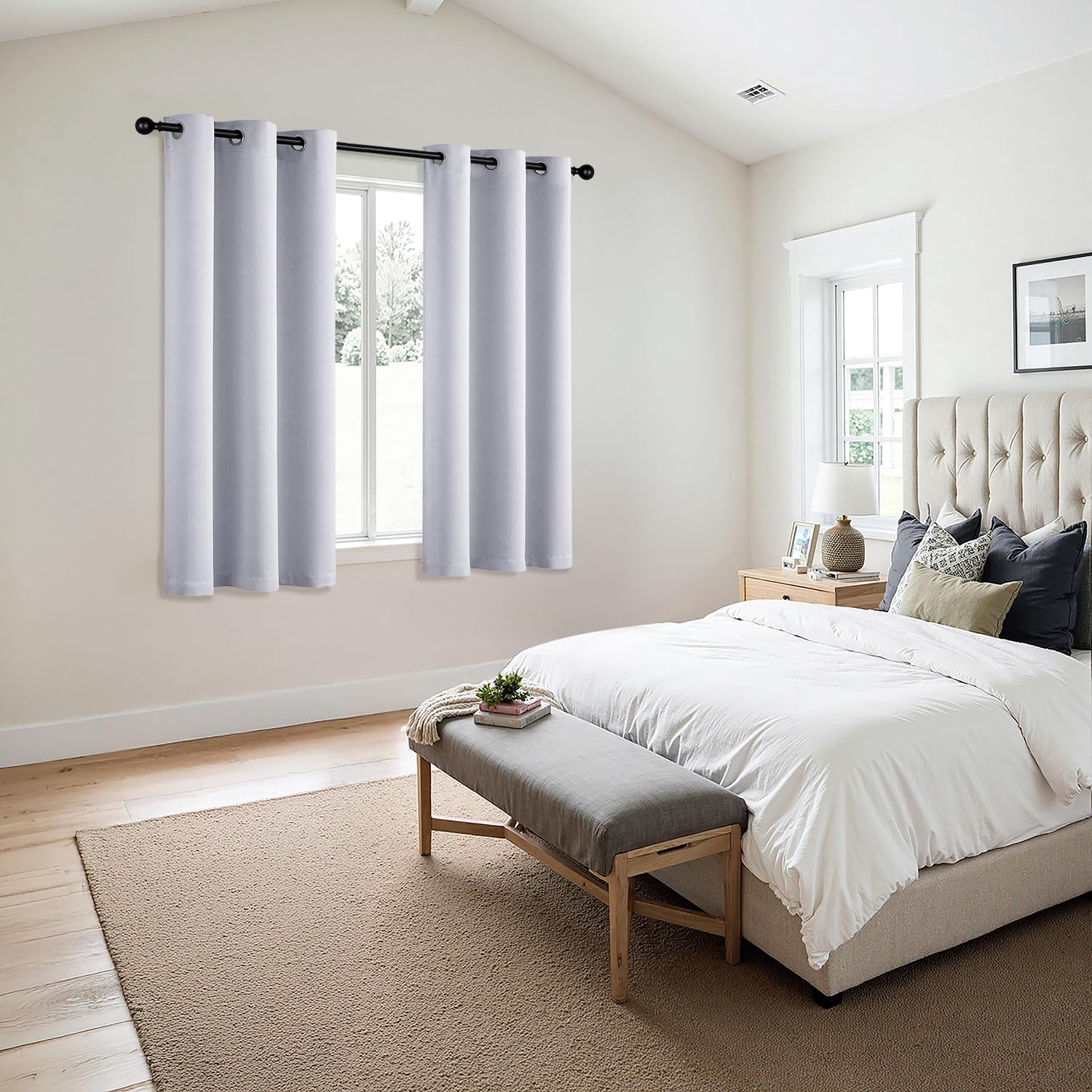 MIULEE Blackout Curtains for Bedroom 2 Panels 40x63 Inch Long Greyish White