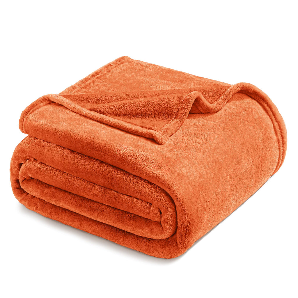 Exclusivo Mezcla Soft Large Fleece Throw Blanket for Couch, Burnt Orange