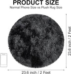 Tie Dye Black Round Rugs Small 2x2 ft Fluffy Circle Rug Furry Carpet Shaggy Circular Fuzzy Plush Area Rug for Girls Bedroom Kids Room Nursery Cute Room Decor Chair Cushion Pet mat Doormat