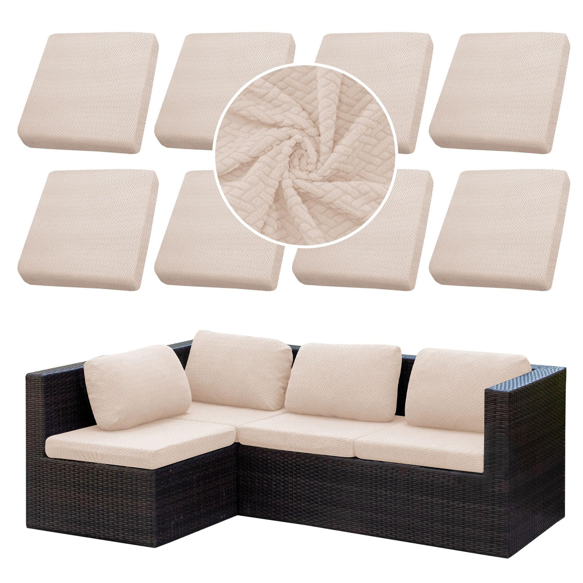 SUKAIKEQA 8PCS Patio Cushion Covers.Patio Furniture Couch SeatSlipcovers