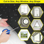 FADOTY 100% Blackout Window Cover Film, Portable Black Out Curtains for Bedroom, Cuttable Blackout Shades Fabric Sheet, No Drill Window Blinds, Sun Heat Light Blocker for Travel Media Dorm, 57'' W