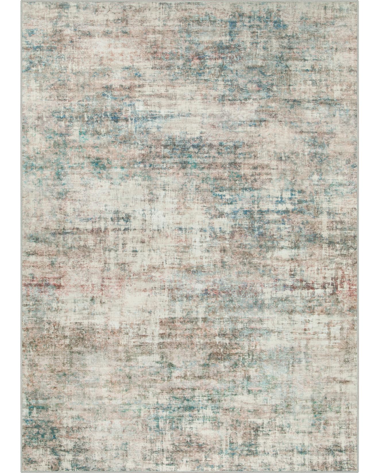9x12 Area Rugs for Living Room: Washable Abstract Multi Color Carpet