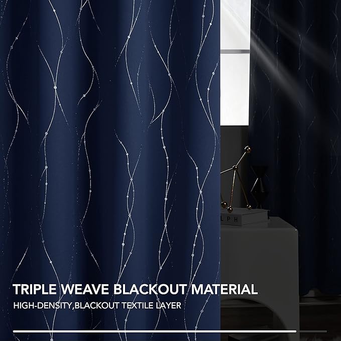 Deconovo Living Room Curtains 63 Inches Long, Blackout Curtains for Bedroom