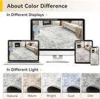 Washable Area Rugs Square 8ft Non-Slip Modern Abstract Soft for Living Room Entryway Bedroom Nursery, Print Pattern, Gray White Grey