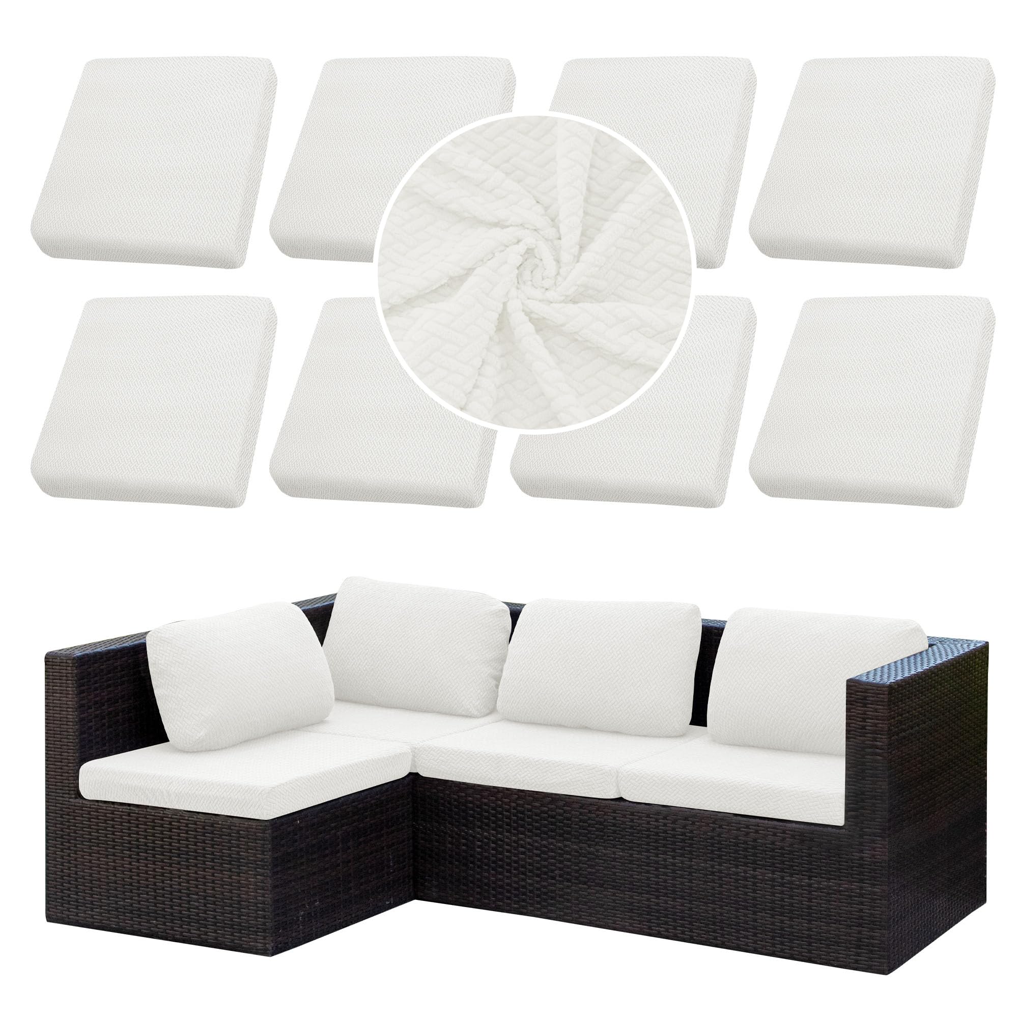 SUKAIKEQA 8PCS Patio Cushion Covers.Patio Furniture Couch SeatSlipcovers