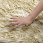 Ciicool Faux Sheepskin Rugs Soft Faux Fur Rug White Gradient Dark Green Fluffy Chair Couch Cover Fuzzy Carpet for Bedroom Floor Sofa Living Room 2x3 Feet
