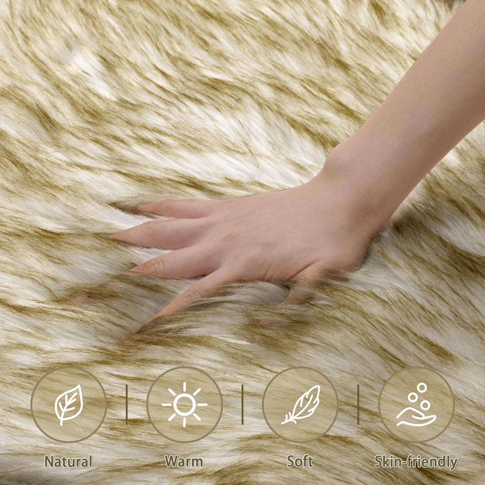 Ciicool Ultra Soft Faux Sheepskin Fur Rug 2x6 Feet Fluffy Rug for Bedroom