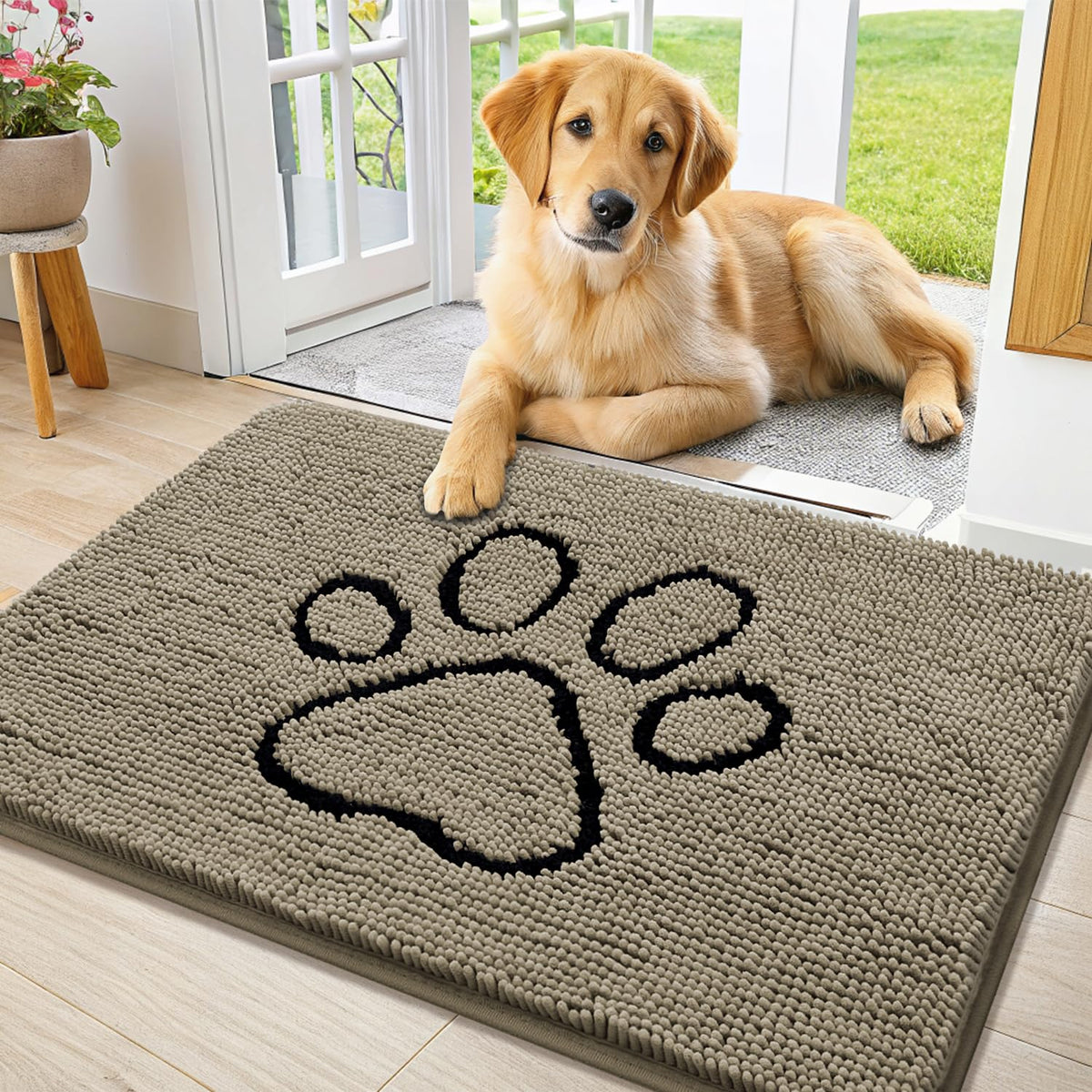 Smiry Dog Door Mat for Muddy Paws, Absorbent Non Slip Dirt Trapper, 36x24