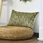 AVOIN colorlife Wildflowers Spring Moss Green Throw Pillow Cover, 12 x 20 Inch Floral Cushion Case Decoration for Home Sofa Couch