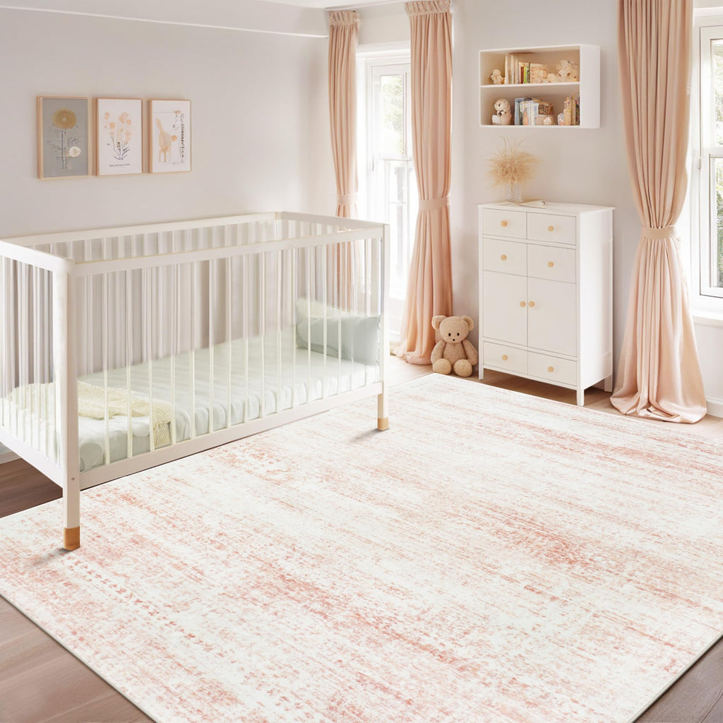 Pink Washable Rugs 6x9 Area Rugs for Living Room,Bedroom,Nursery,Carpet