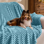 BEDELITE Fleece Throw Blanket for Couch – 3D Ribbed Jacquard Soft and Warm Decorative Fuzzy Blanket – Cozy, Fluffy, Plush Lightweight Washed Blue Throw Blankets for Bed, Sofa, 50x60 inches