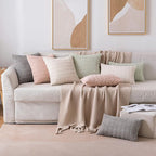 MIULEE Lumbar Corduroy Decorative Throw Pillow Covers 22x14 Cream White